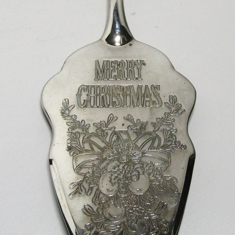 INTERNATIONAL SILVER COMPANY Merry Christmas SILVER PLATED DESSERT/PIE SERVER
